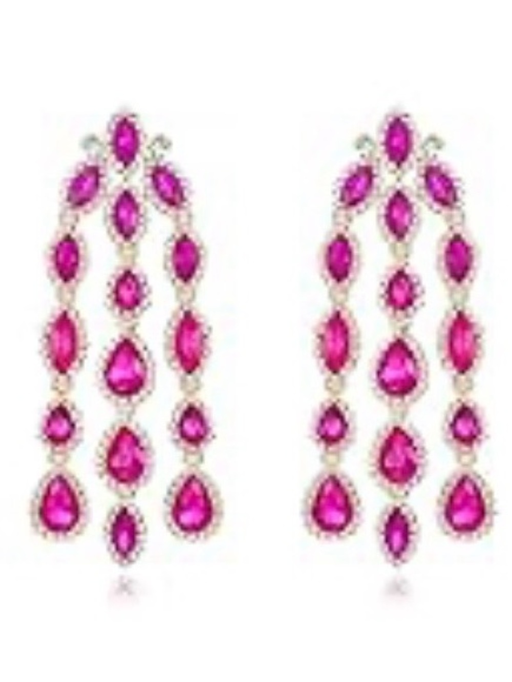 Fuchsia Teardrop Cascade Earrings - Women's Jewelry
